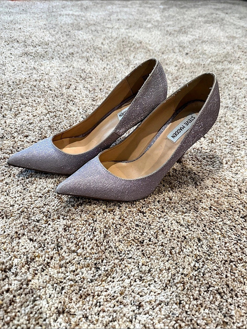 Steve Madden Glitter Pointed-Toe Heels Purple